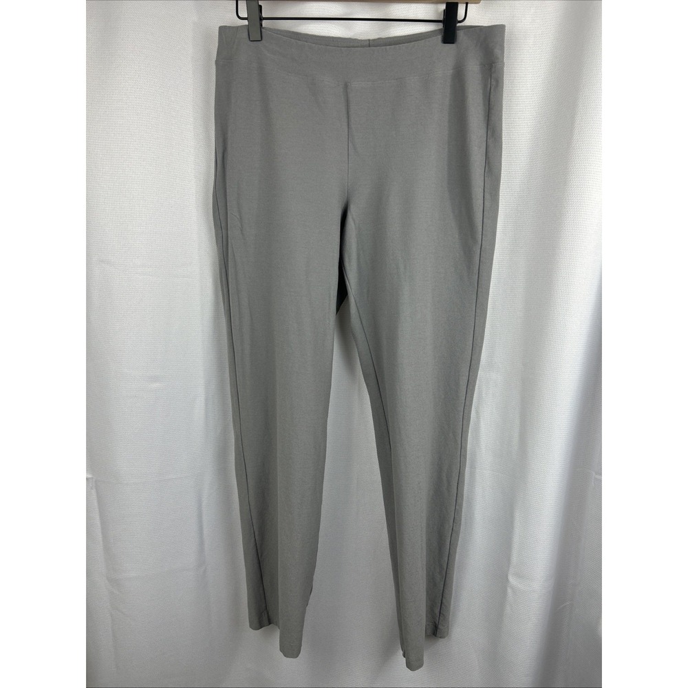 Eileen Fisher Gray Viscose Stretch Pull On Ankle Pants Crepe Tapered Leg Size M